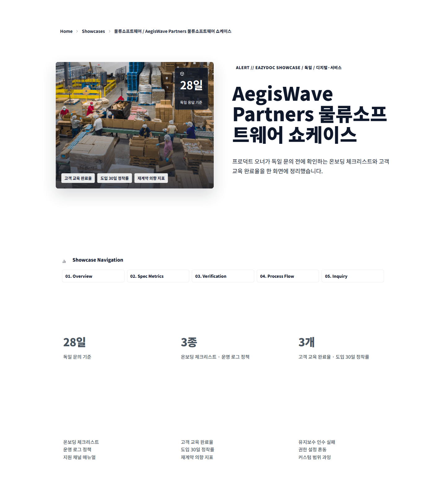 AegisWave Partners 물류소프트웨어 쇼케이스 showcase preview screenshot