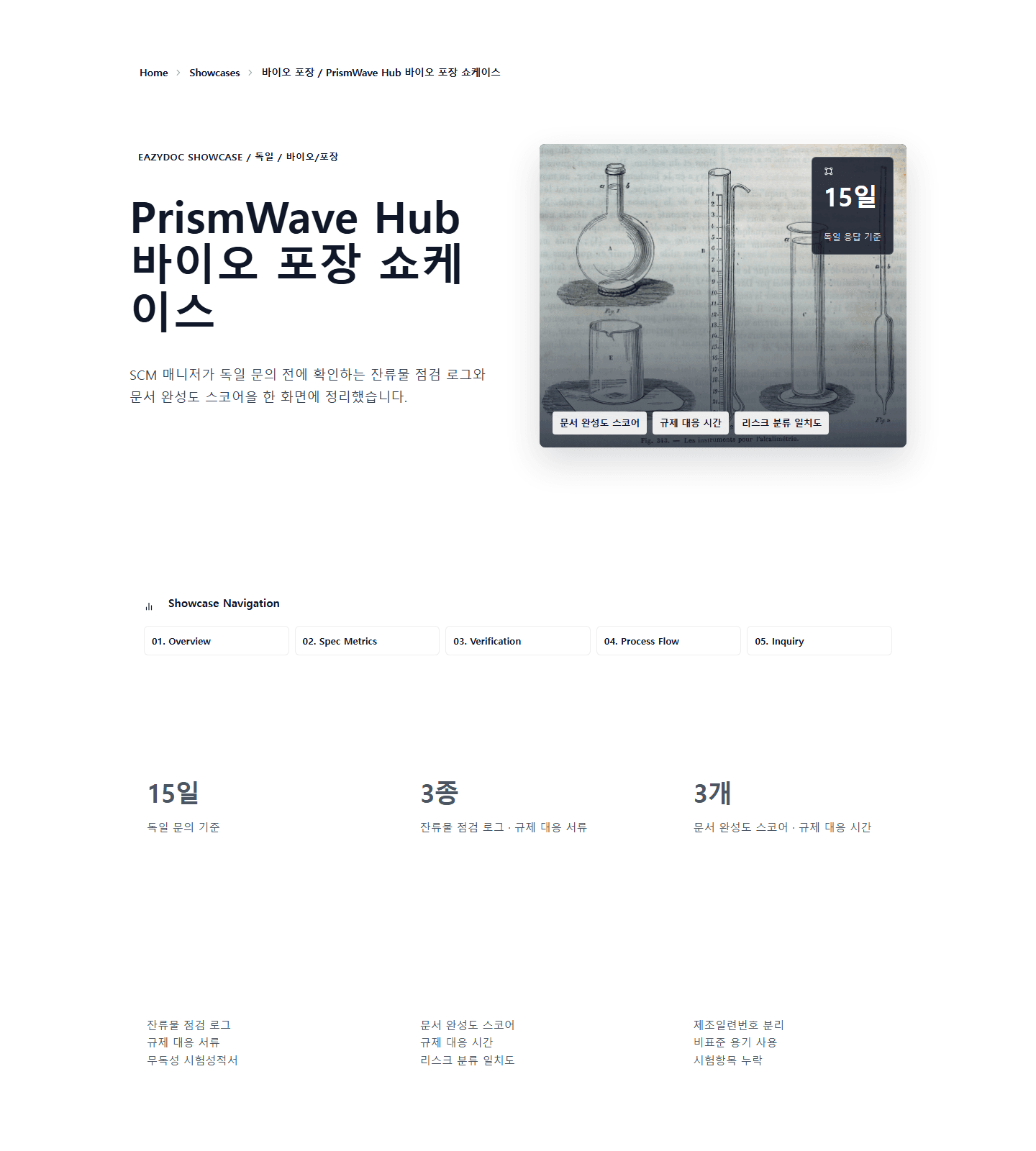 PrismWave Hub 바이오 포장 쇼케이스 showcase preview screenshot