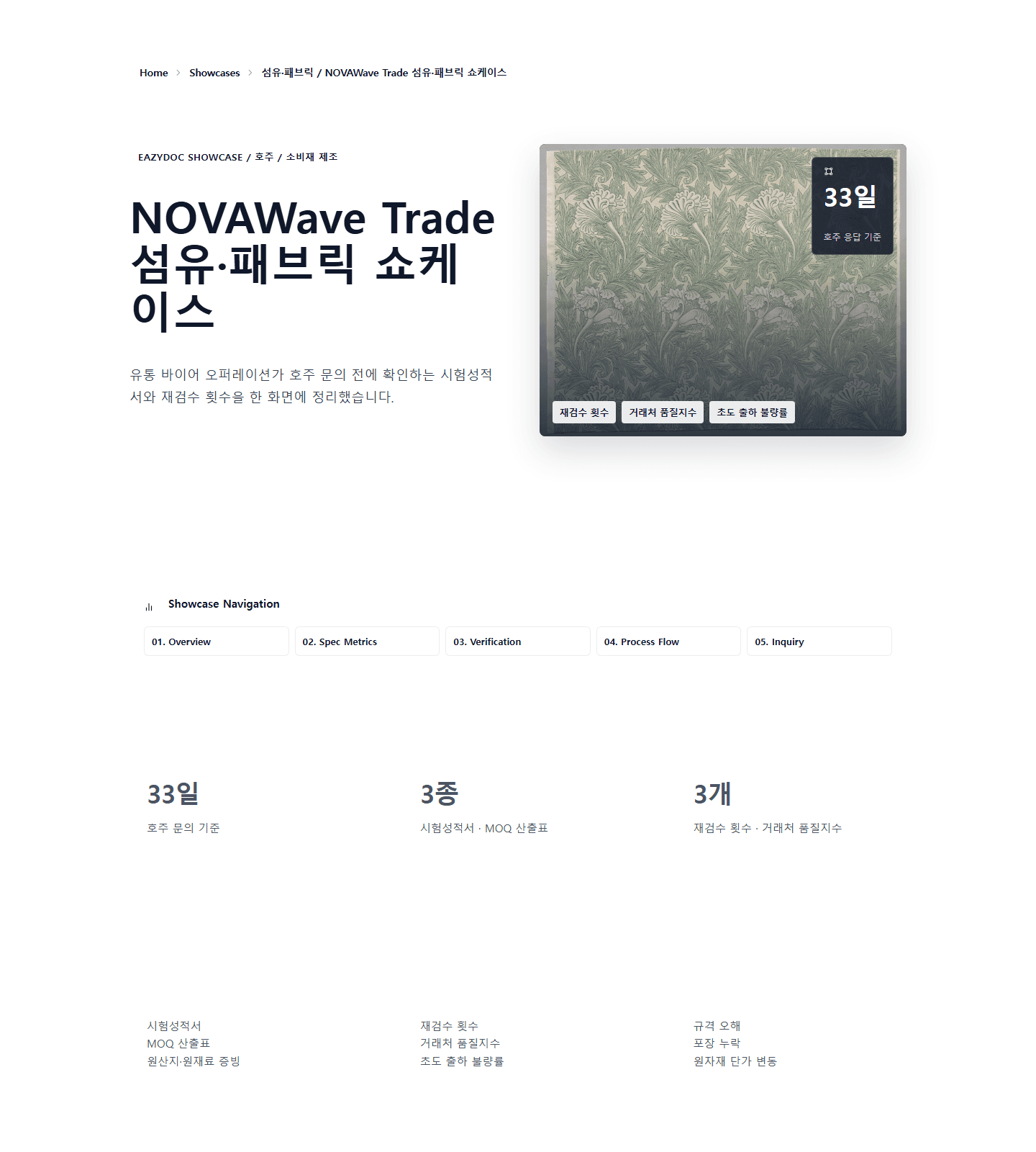 NOVAWave Trade 섬유·패브릭 쇼케이스 showcase preview screenshot